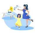 Mother and Daughter Dancing Together Illustration