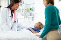 Mother And Daughter With Doctor In Intensive Care Unit Royalty Free Stock Photo