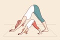 Mother and daughter are engaged in yoga and exercises, leading healthy lifestyle.