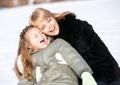 Mother and daughter enjoying beautiful winter day