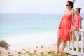 Mother and daughter enjoying sea view Royalty Free Stock Photo