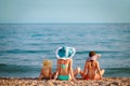 Mother and daughter enjoying time at beach Royalty Free Stock Photo