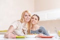 Mother and daughter have lunch Royalty Free Stock Photo