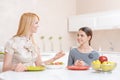 Mother and daughter have lunch Royalty Free Stock Photo