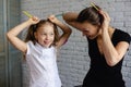 Mother and daughter having fun during home studies Royalty Free Stock Photo