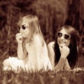 Mother and daughter having picnic in park Royalty Free Stock Photo