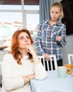 Mother and daughter having serious quarrel in home interior Royalty Free Stock Photo