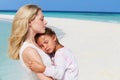 Mother And Daughter Hugging On Beautiful Beach Royalty Free Stock Photo