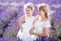 Mother daughter at lavender field