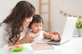 Mother and daughter are learning to write. Royalty Free Stock Photo