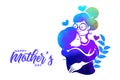 Mother and daughter love silhouette goe happy mothers day