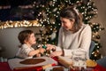 mother and daughter making gingerbread at home Royalty Free Stock Photo