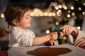 mother and daughter making gingerbread at home Royalty Free Stock Photo