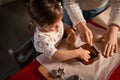 mother and daughter making gingerbread at home Royalty Free Stock Photo