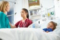 Mother And Daughter With Nurse In Intensive Care Unit Royalty Free Stock Photo