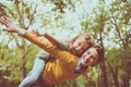 Mother and daughter outdoors in a meadow. Royalty Free Stock Photo