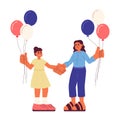 Mother and daughter with patriotic balloons flat vector spot illustration