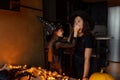 Mother and daughter preparation celebrate Halloween