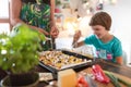 Mother and daughter preparing pizza at home Royalty Free Stock Photo