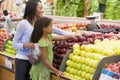 Mother and daughter in produce section Royalty Free Stock Photo