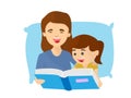 Mother and daughter read bedtime stories, childhood concepts and family warmth Royalty Free Stock Photo