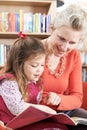 Mother And Daughter Reading Book In Library Royalty Free Stock Photo