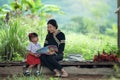 Mother and daughter are reading book together this is learning Royalty Free Stock Photo