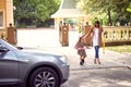 Mother and daughter ready for school Royalty Free Stock Photo