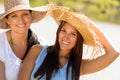 Mother and daughter relaxing outdoors summer teen