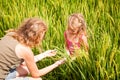 Mother and daughter on the rice paddies