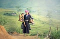 Mother and daughter in rice terraces