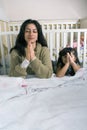 Mother and Daughter Saying Prayer-Vertical Royalty Free Stock Photo