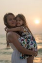 Mother and daughter at the sea Royalty Free Stock Photo