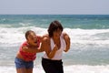 Mother and Daughter on a Seashore Royalty Free Stock Photo