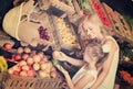 Mother with daughter shopping fruits Royalty Free Stock Photo