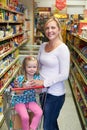 Mother And Daughter Shopping In Supermarket Royalty Free Stock Photo