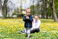 Mother With Daughter and Son Enjoy Outoodrs Royalty Free Stock Photo