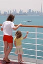 Mother and daughter standing on cruise liner deck Royalty Free Stock Photo