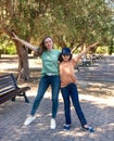 Mother and daughter standing in the park outdoor Royalty Free Stock Photo