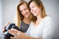 Mother and daughter taking photos Royalty Free Stock Photo