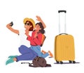 Mother And Daughter Taking Selfie Near Luggage Bags Capturing Their Travel Memories In A Fun And Exciting Way Royalty Free Stock Photo