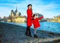 Mother and daughter travellers in Paris pointing at something Royalty Free Stock Photo