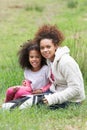 Mother And Daughter Using Digital Tablet Countryside Royalty Free Stock Photo