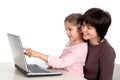 Mother and Daughter Using Laptop Royalty Free Stock Photo