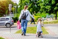 Mother with daughter walking