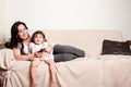 Mother and daughter watching TV Royalty Free Stock Photo