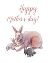 Mother day card with rabbit family Royalty Free Stock Photo