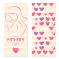 Mother' Day - Elegant Card Template with contoured mother an child silhouette Royalty Free Stock Photo