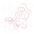 Mother' Day - Elegant vector layout with contoured mother an child silhouette Royalty Free Stock Photo