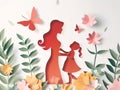 Mother day gift vector paper cut illustration